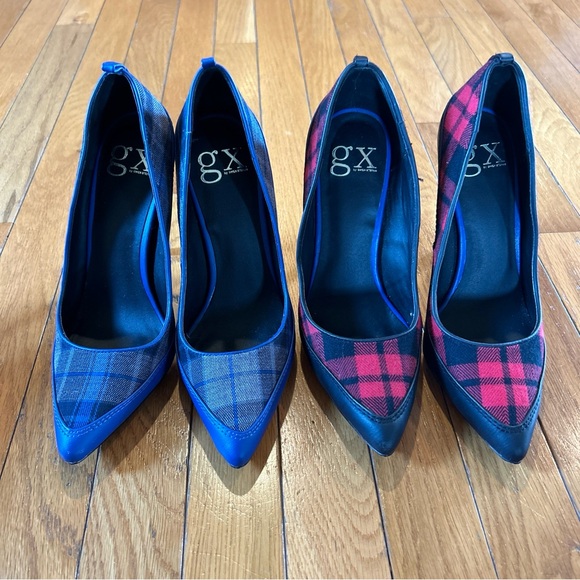 GX by Gwen Stefani Shoes - 2 Pairs Of GX By Gwen Stefani Blue Red Black Plaid 5” High Heels Shoes Size 7.5
